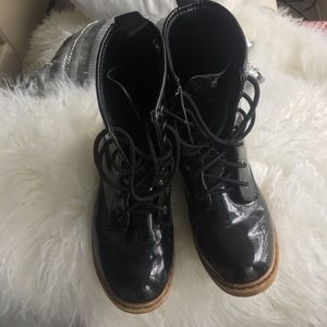 Patent leather boots